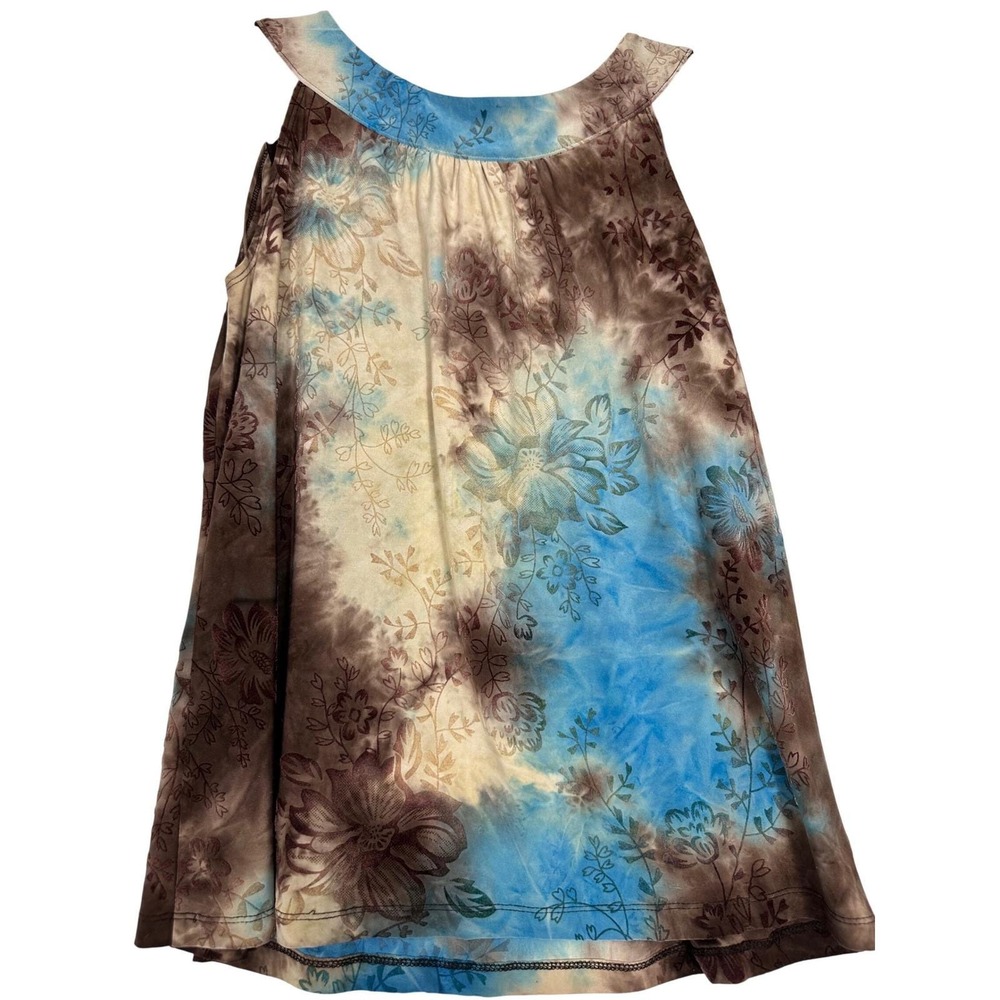 Y2K Tank Top Womens M Chocolate Brown Turquoise Velvet Burnout Coastal Cowgirl - Picture 5 of 7